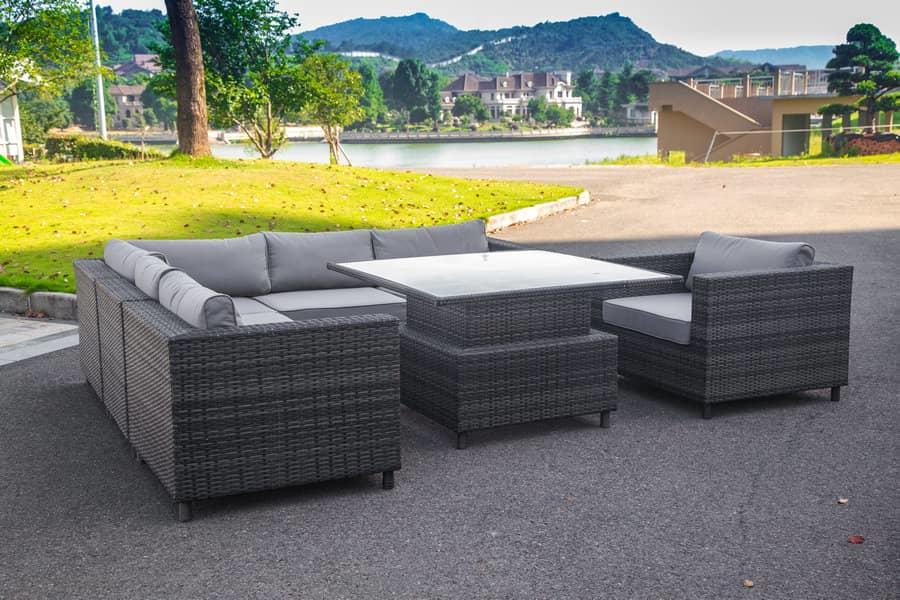 What materials are patio garden sofas usually made of?