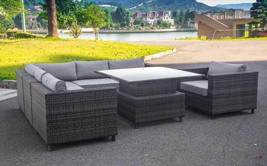 Experience Luxury and Comfort with a 7-Piece Corner Sofa Set Featuring a Rising Table
